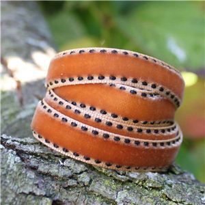 Velvet Saddle Stitch Ribbon - Honey/Black